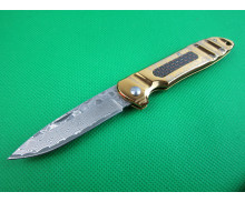 Gold titanium Damascus folding knife  limited edition  UDTEK01941